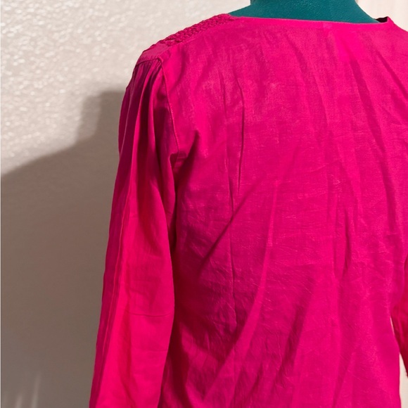 ASHA Vibrant Pink Crochet Embroidered Detail Blouse - Picture 6 of 7